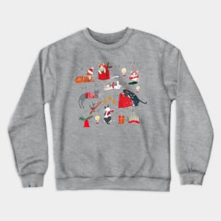 Festive retro Christmas cats modern traditional holiday Crewneck Sweatshirt